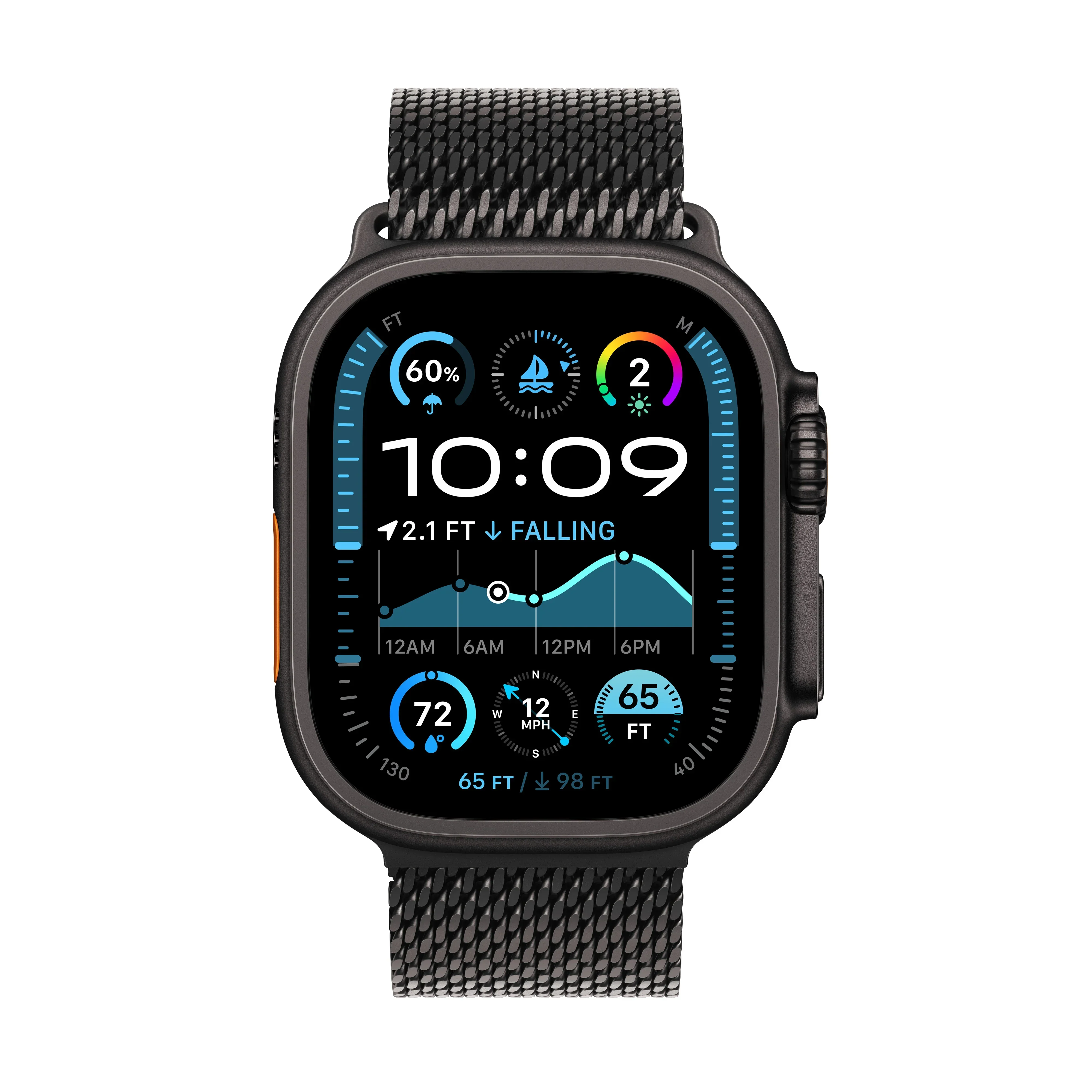 Apple Watch Ultra 2 GPS + Cellular 49mm Black Titanium Case with Black Titanium Milanese Loop - S - Image 2