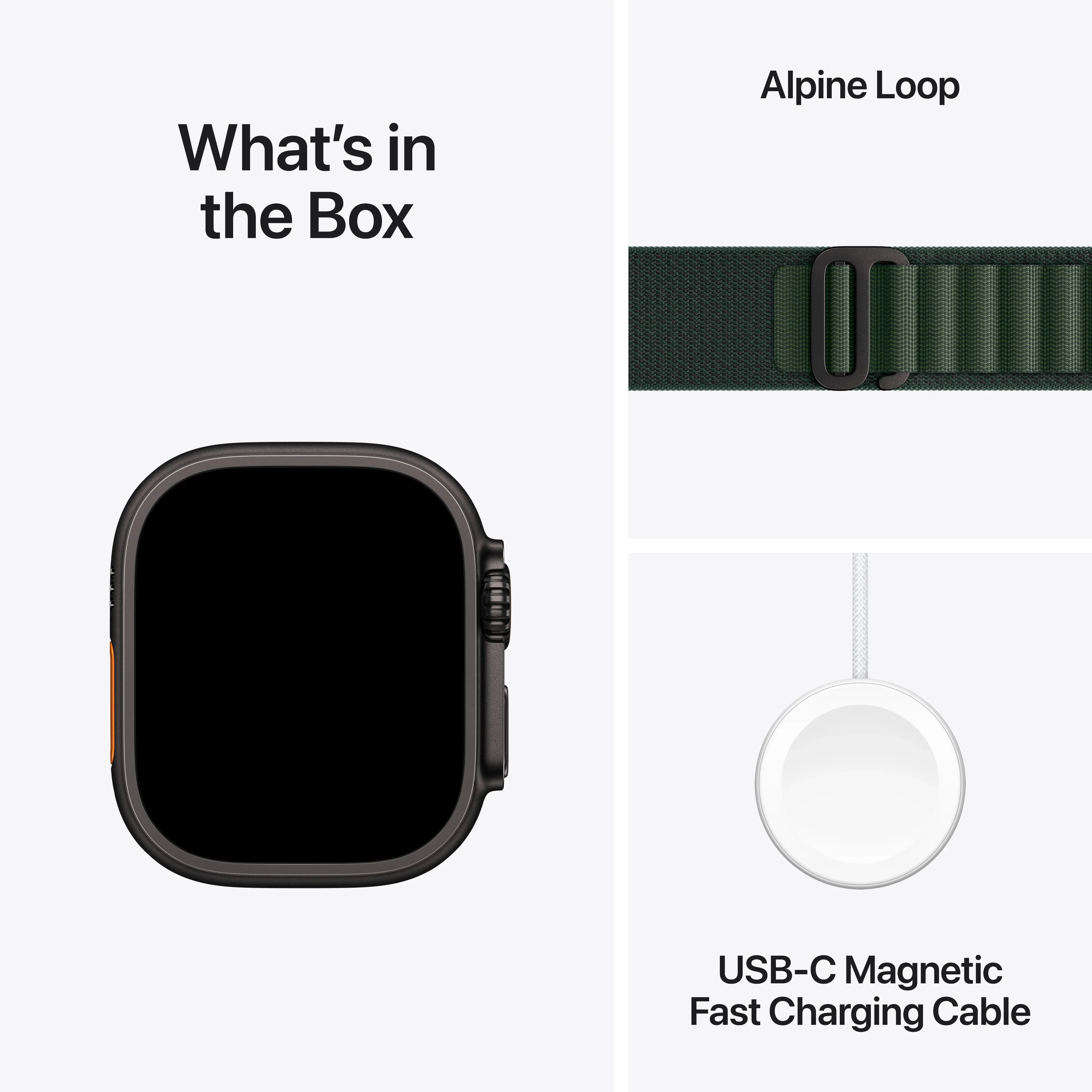 Apple Watch Ultra 2 GPS + Cellular 49mm Black Titanium Case with Dark Green Alpine Loop - Small - Image 9