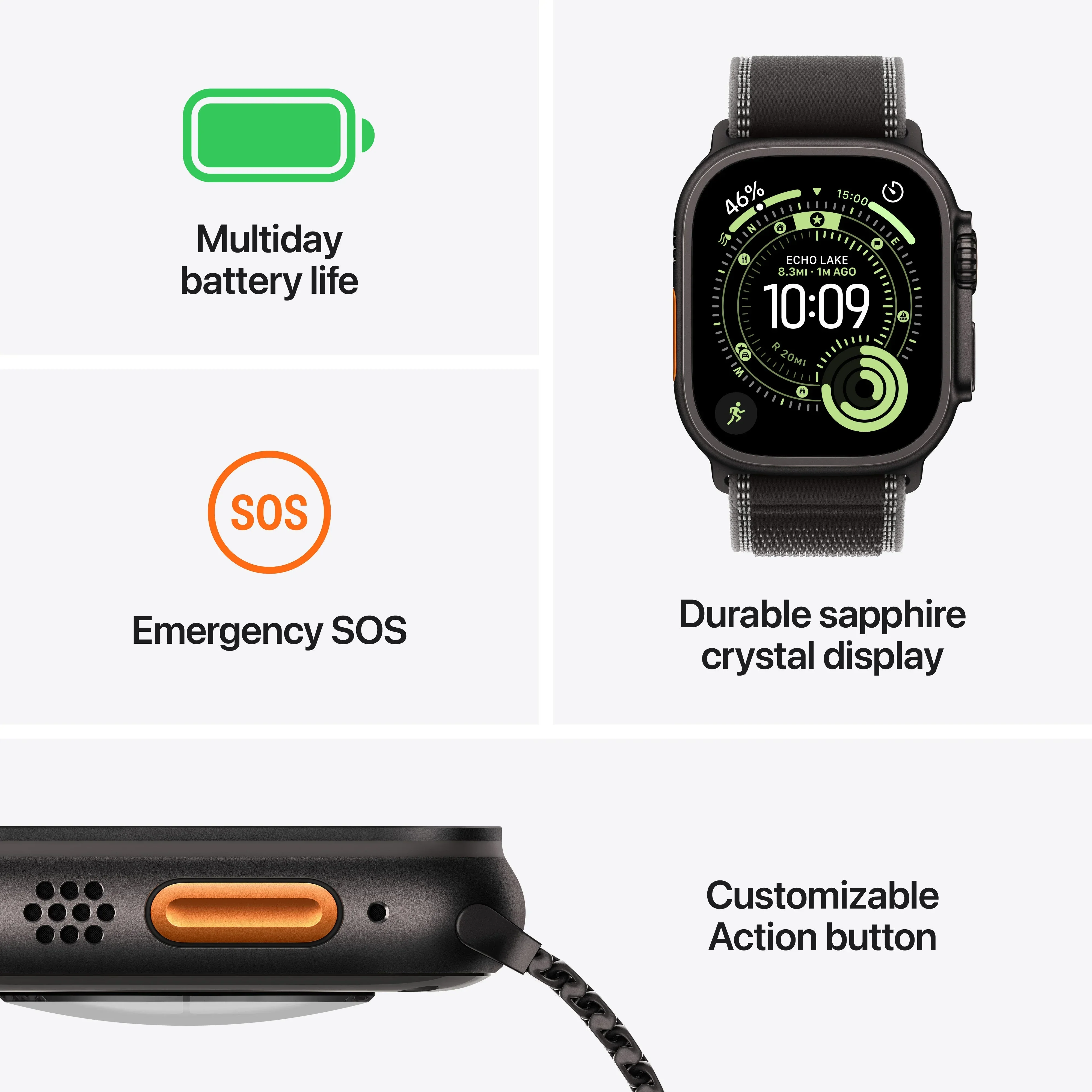 Apple Watch Ultra 3 GPS + Cellular 49mm Black Titanium Case with Black Alpine Loop - Small - Image 3