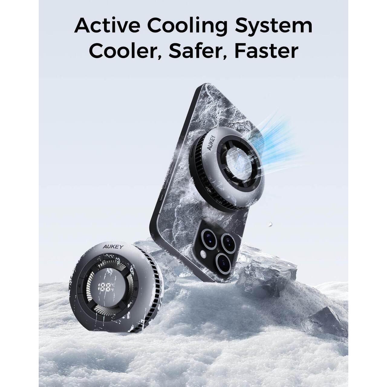 Incarcator AUKEY MagFusion GameFrost Qi2 Magnetic Fast Wireless Charging Active Cooling - Image 3