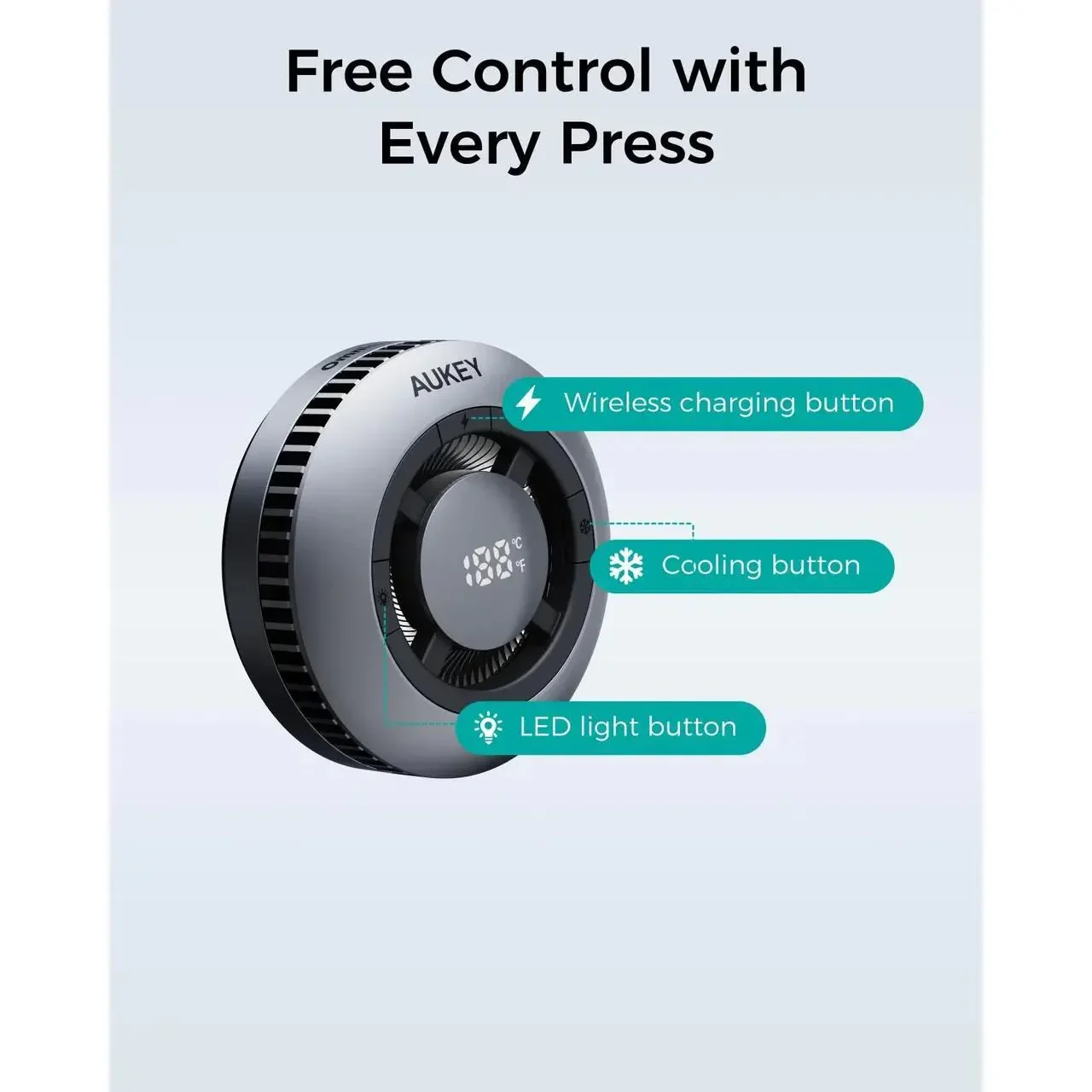 Incarcator AUKEY MagFusion GameFrost Qi2 Magnetic Fast Wireless Charging Active Cooling - Image 4