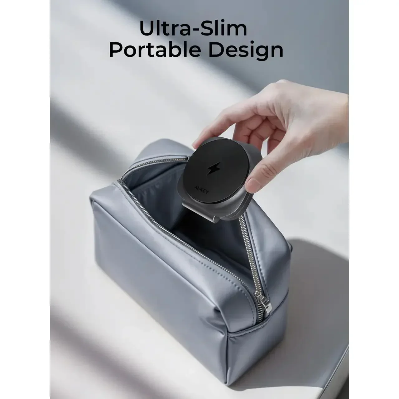 Statia de incarcare wireless AUKEY MagFusion L 2-in-1 Foldable Qi2 Magnetic Fast Wireless Charging Station - Image 4