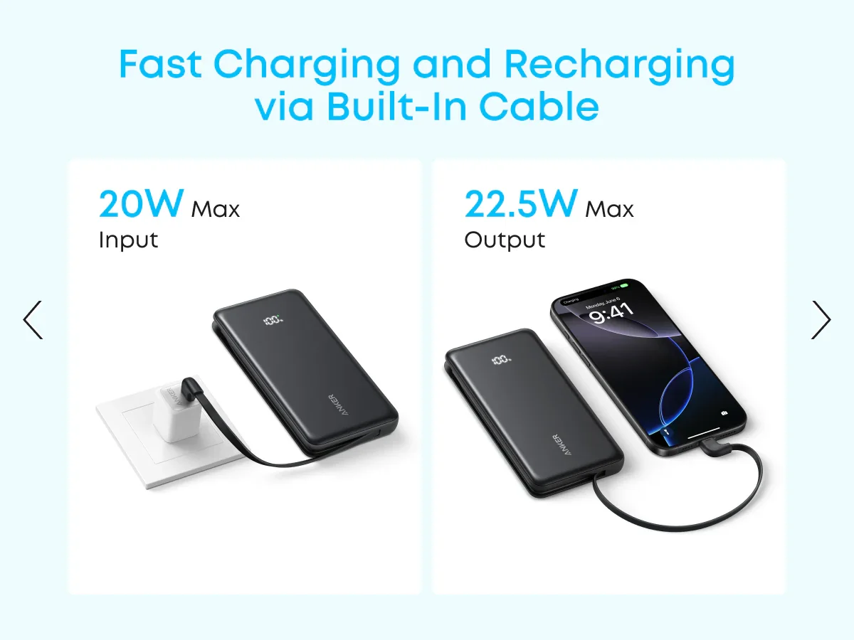 Baterie Externa Anker Zolo 10K 22.5W Cablu USB-C Inclus Alb - Image 5