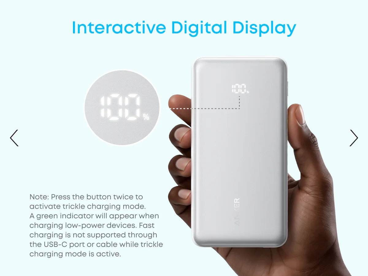 Baterie Externa Anker Zolo 10K 22.5W Cablu USB-C Inclus Alb - Image 7