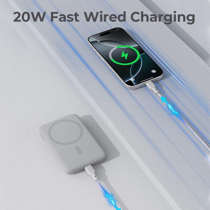 Baterie externa AUKEY cu MagSafe, 5000 mAh, Alb - Image 4
