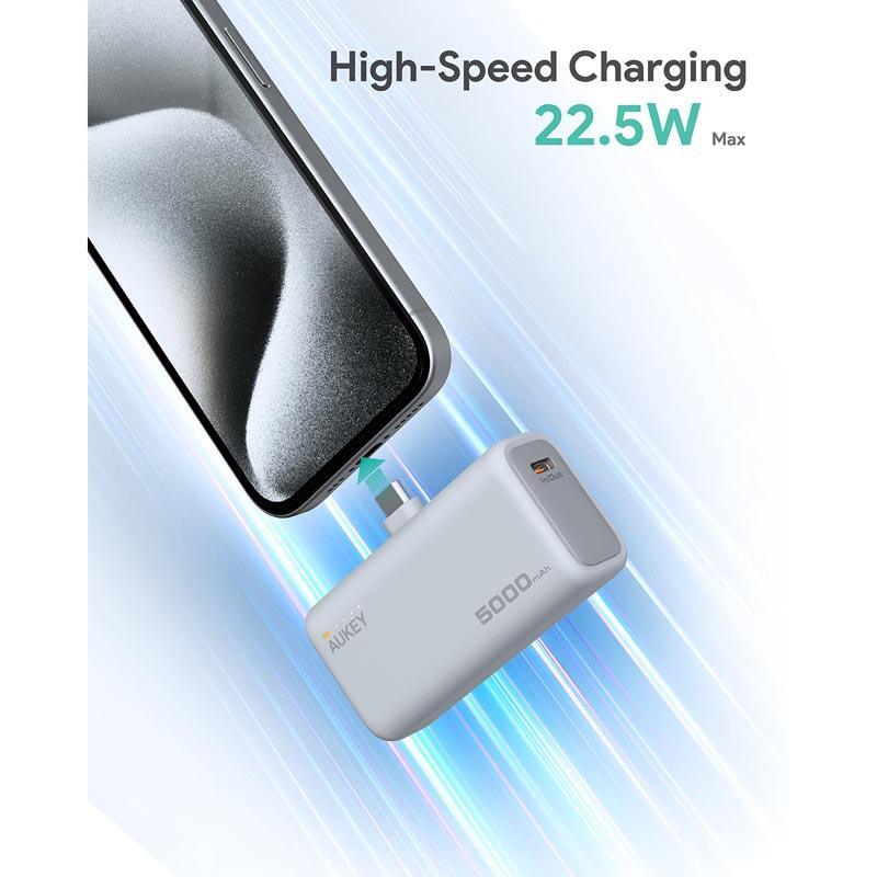 Baterie externa AUKEY Spark Mini, 5000 mAh, USB-C, Silver - Image 5