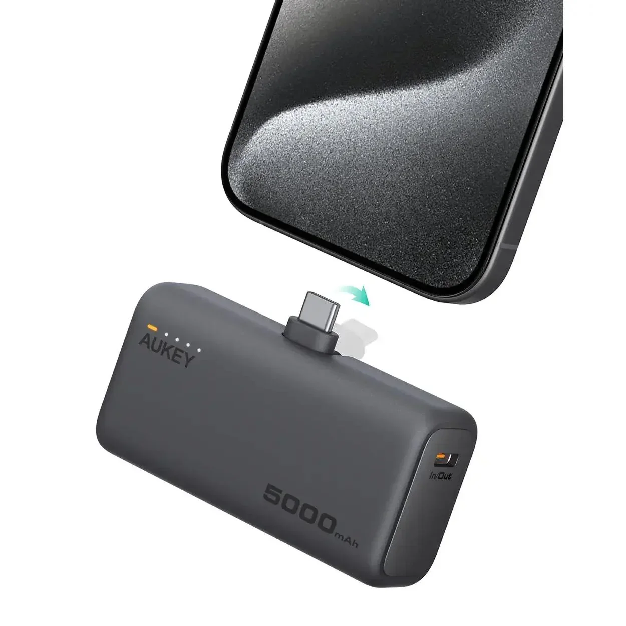 Baterie externa AUKEY Spark Mini, 5000 mAh, USB-C, Gri - Image 2