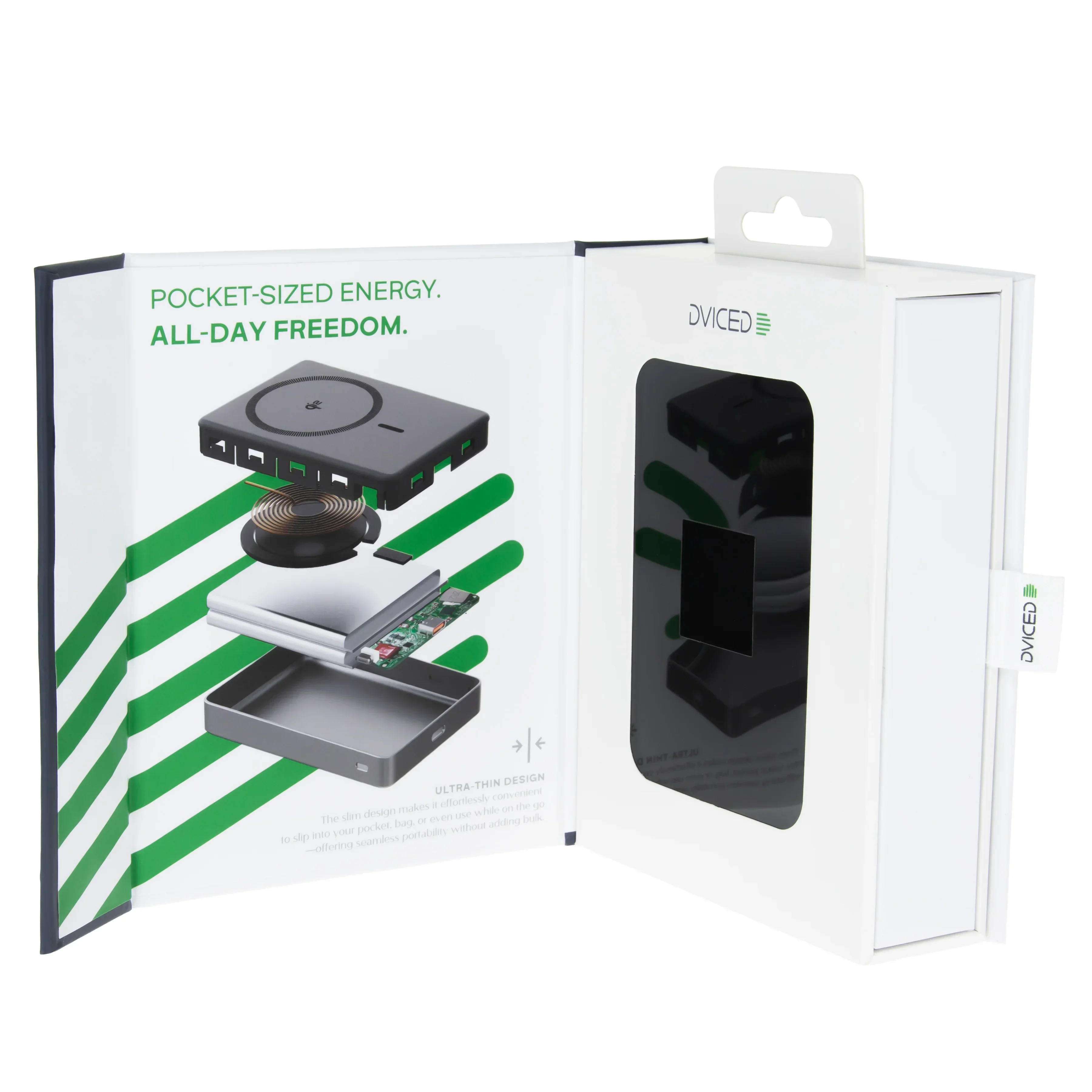 Baterie externa DVICED ultrasubtire, 10.000 mAh, Qi2, MagSafe, Negru-Gri - Image 5