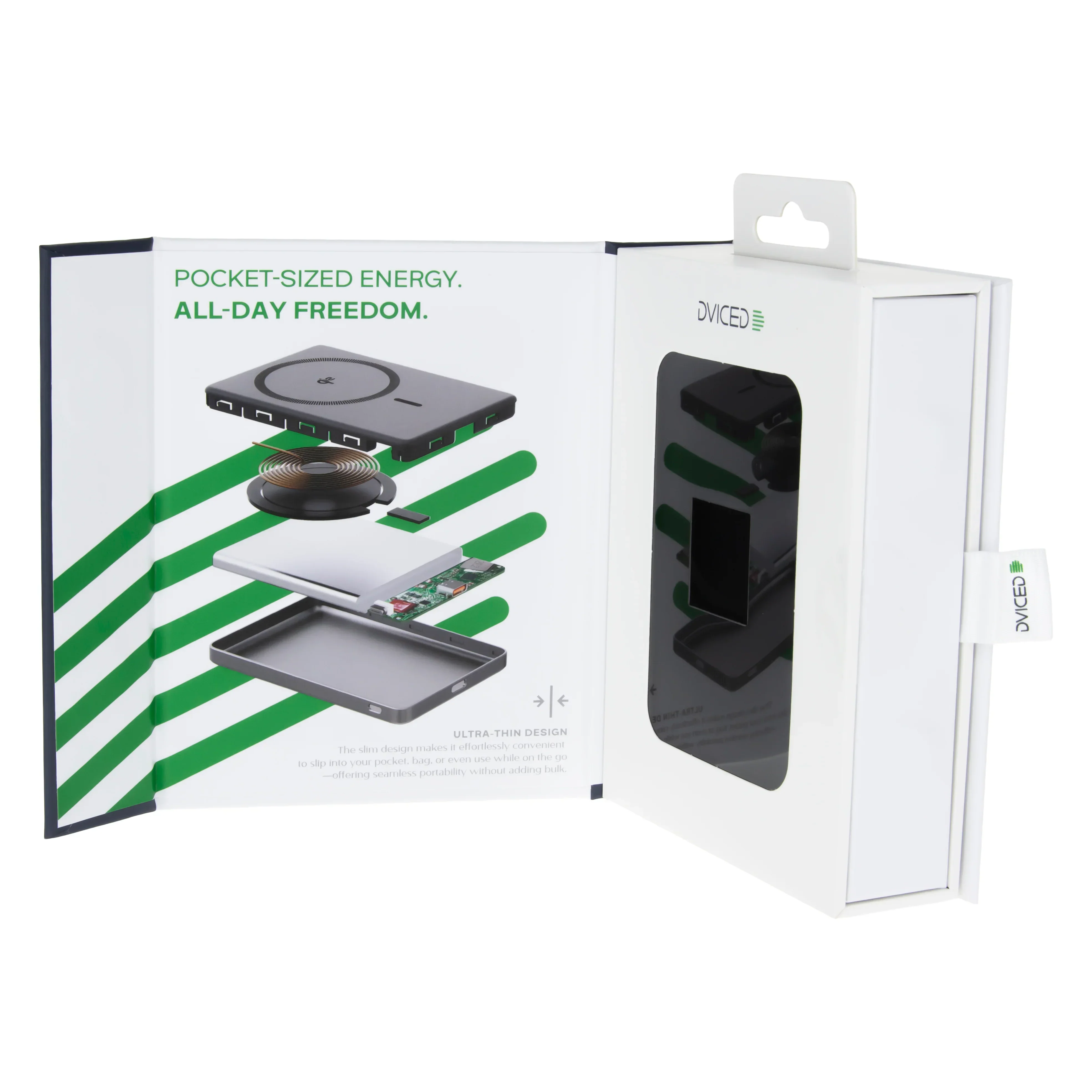Baterie externa DVICED ultrasubtire, 5.000 mAh, Qi2, MagSafe, Negru-Gri - Image 5