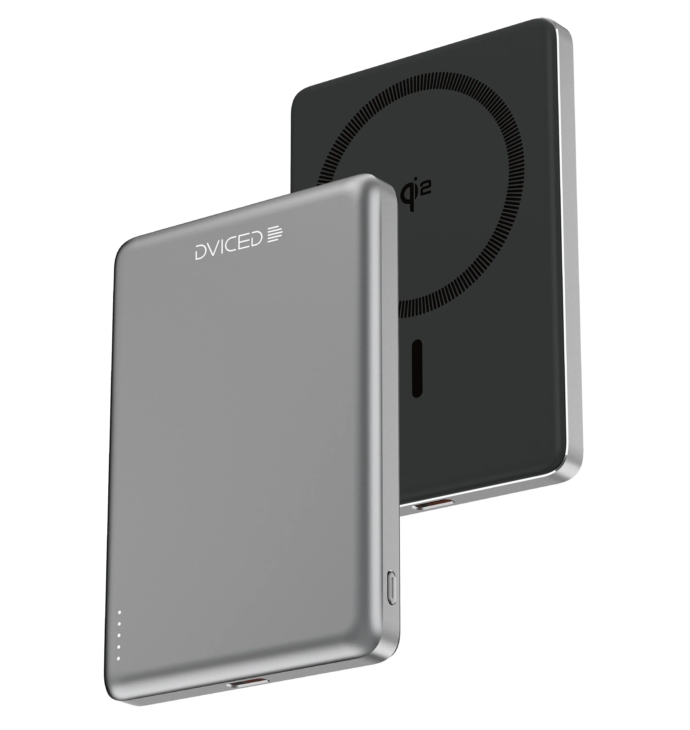 Baterie externa DVICED ultrasubtire, 5.000 mAh, Qi2, MagSafe, Negru-Gri - Image 6