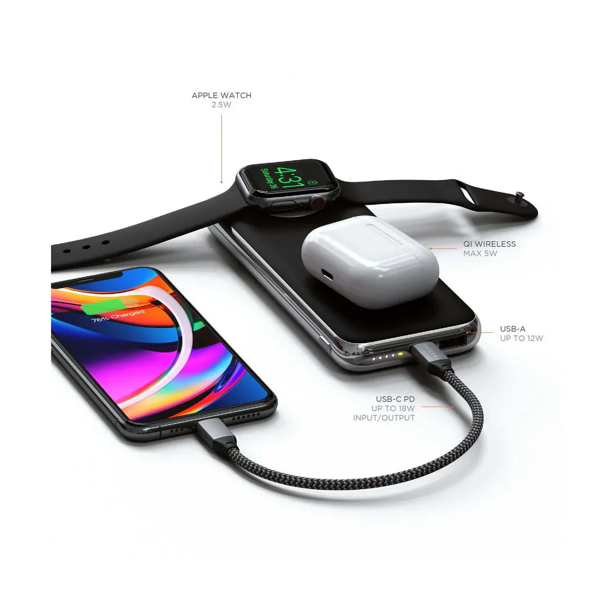 Baterie externa Satechi Quatro Wireless Power Bank - Space Grey - Image 5