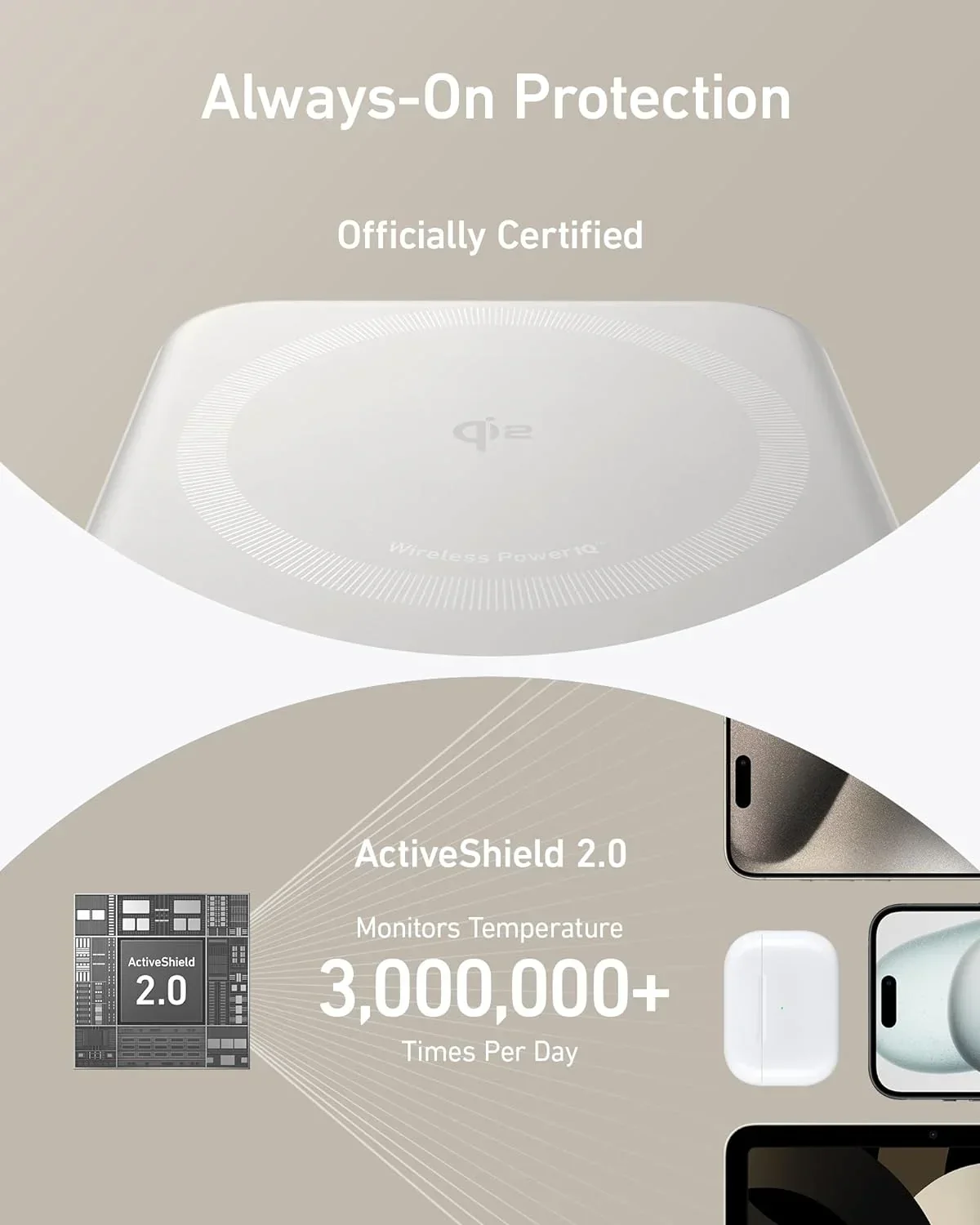 Baterie externa wireless Anker MagGo, Qi2, 10.000 mAh, 15W, USB-C, Suport Pliabil, Smart Display, Alb - Image 6