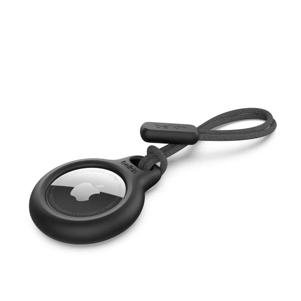 Breloc Belkin pentru Apple AirTag White Secure Holder With Strap (Black)