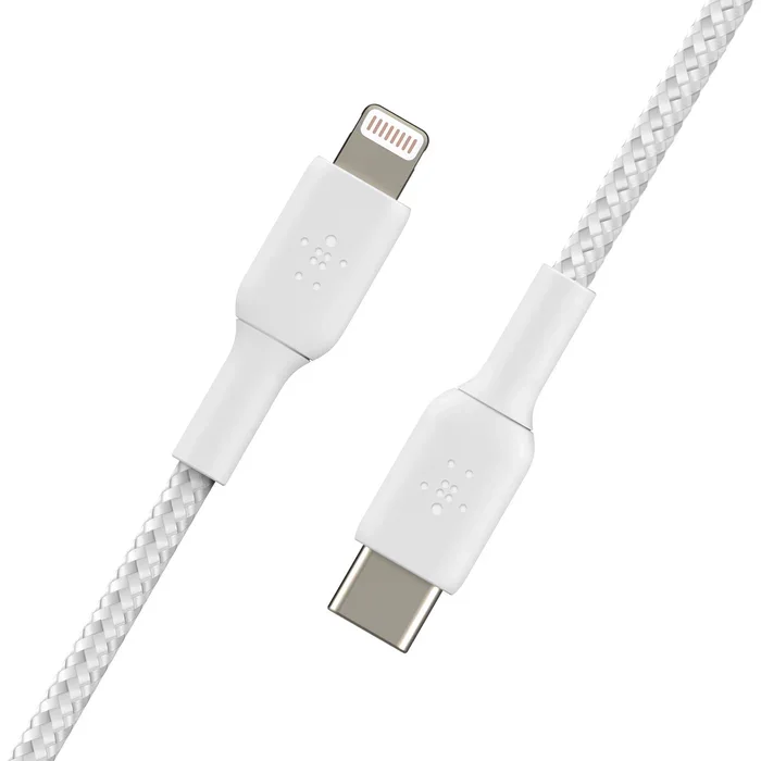 Cablu de date Belkin BOOST CHARGE USB-C la Lightning, Braided, 1m, Alb - Image 3