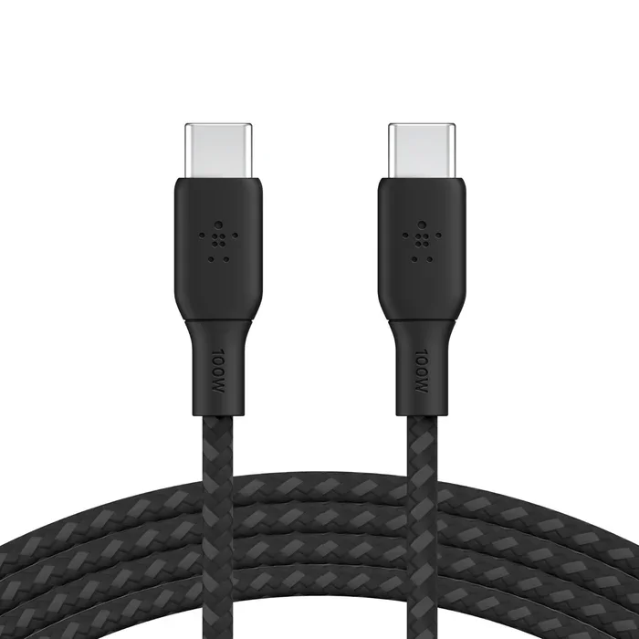 Cablu de date Belkin Braided USB-C la USB-C, 2m, Negru