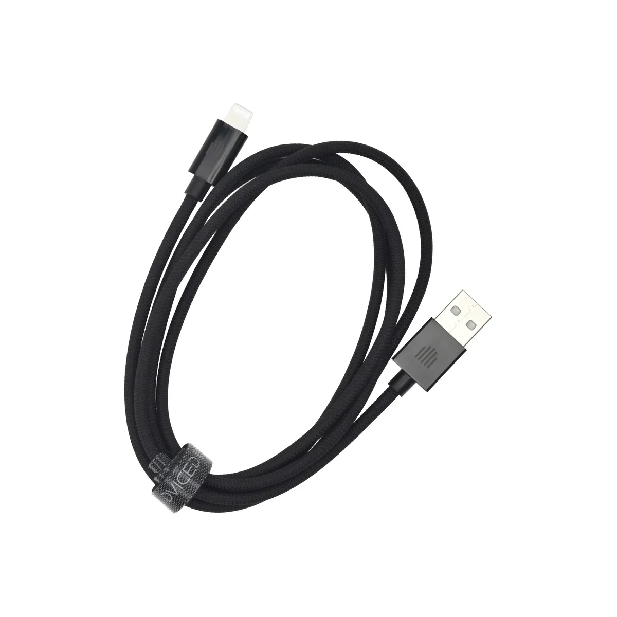Cablu de date Dviced USB-A la Lightning Nylon Textile 1.25m, Negru - Image 2