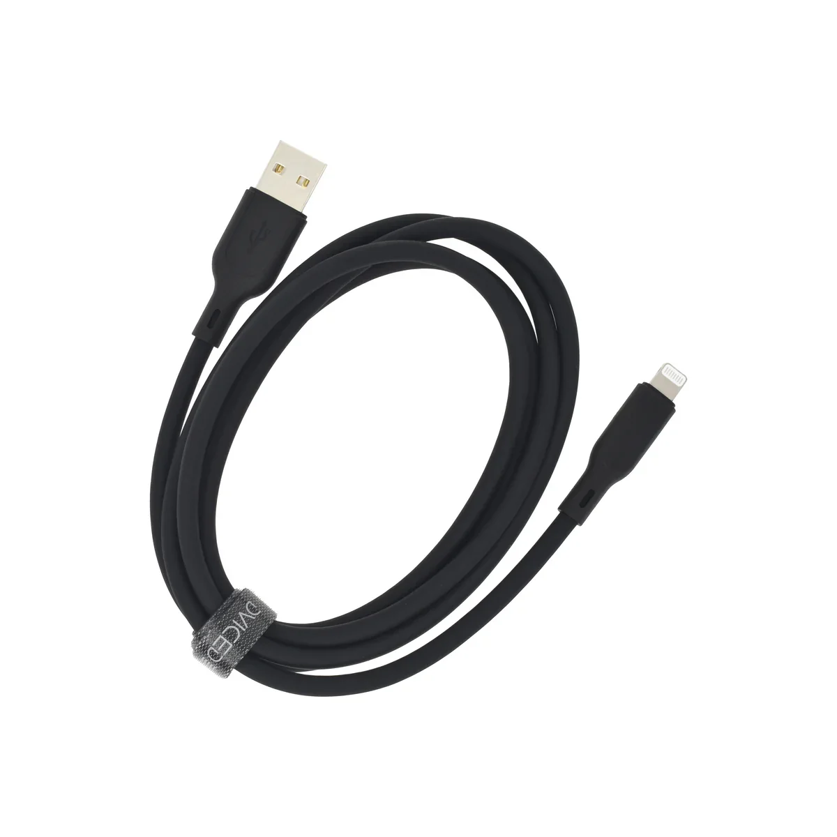 Cablu de date Dviced USB-A la Lightning silicon 1.25m, Negru - Image 2