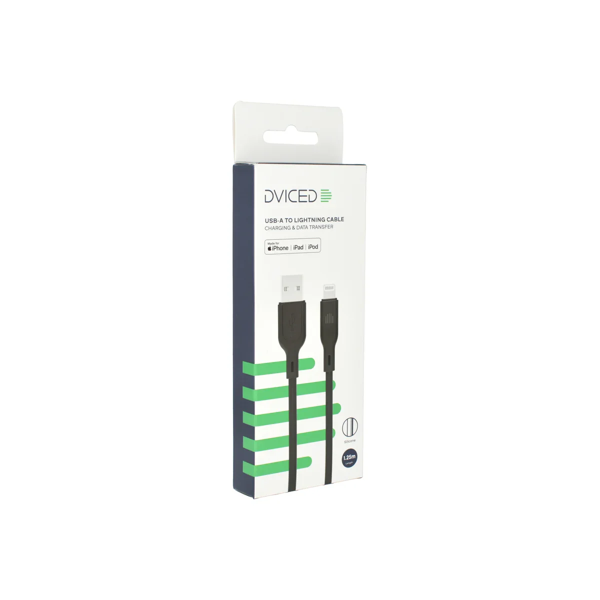 Cablu de date Dviced USB-A la Lightning silicon 1.25m, Negru - Image 4