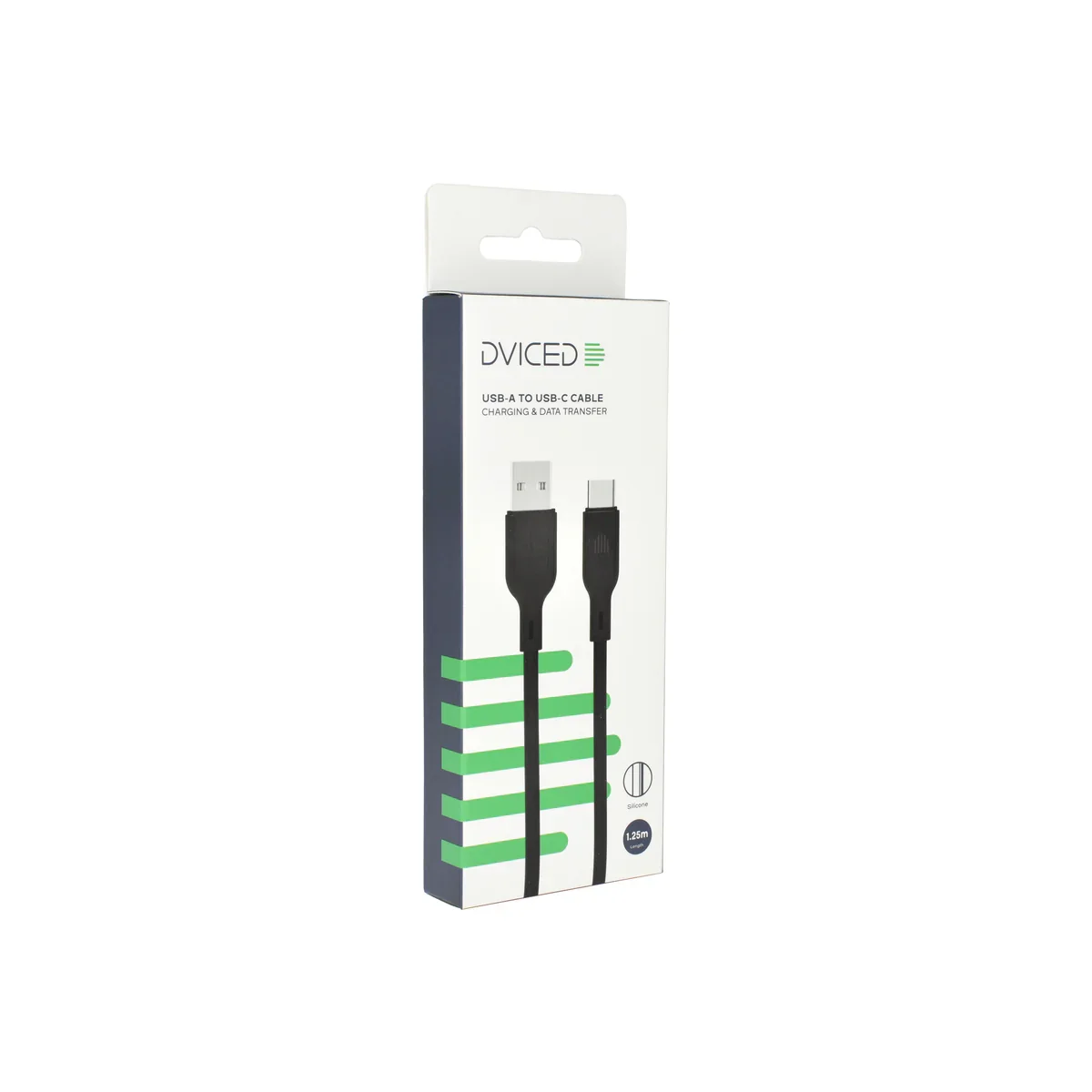 Cablu de date Dviced USB-A la USB-C silicon 1.25m, Negru - Image 5
