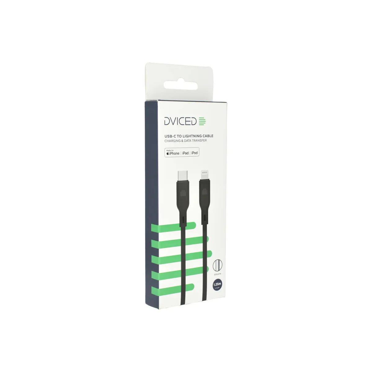 Cablu de date Dviced USB-C la Lightning silicon 1.25m, Negru - Image 4