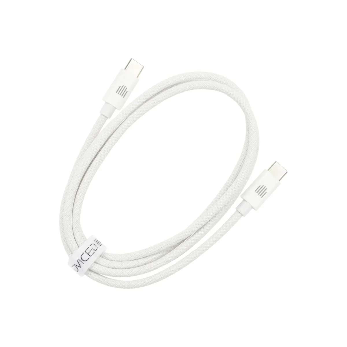 Cablu de date Dviced USB-C la USB-C Nylon Textile 1.25m, Alb - Image 2