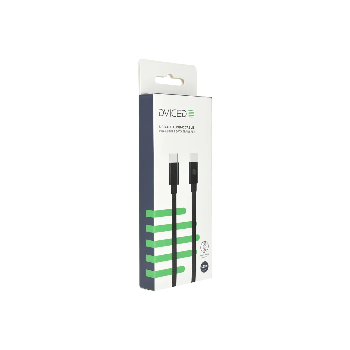 Cablu de date Dviced USB-C la USB-C Nylon Textile 1.25m, Negru - Image 4