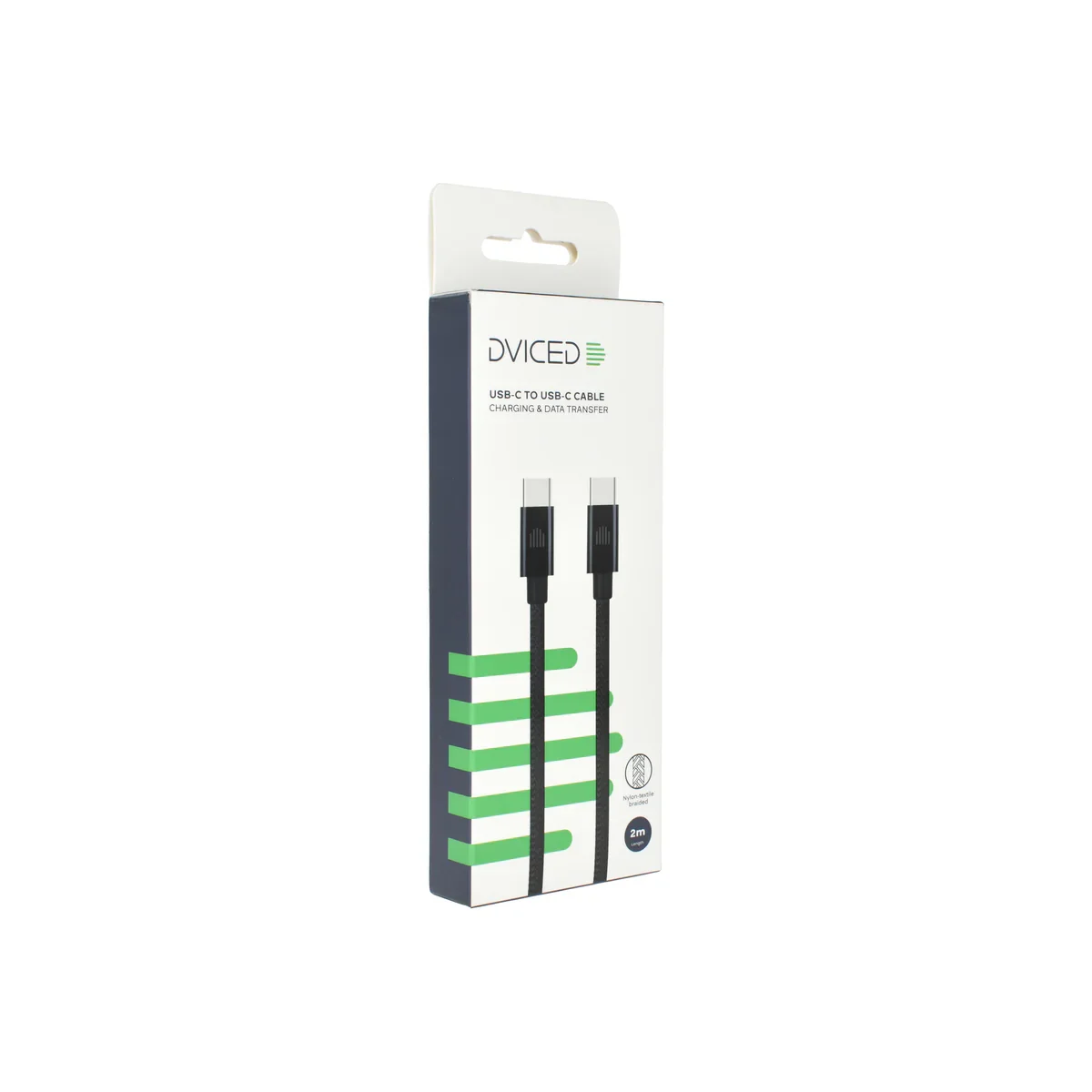 Cablu de date Dviced USB-C la USB-C Nylon Textile 2m, Negru - Image 4