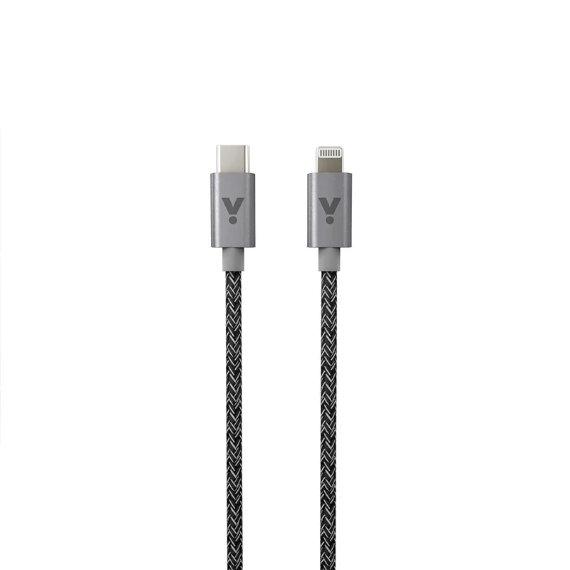Cablu de date ISTYLE fabric braided USB-C la Lightning 1.2m, Space Grey