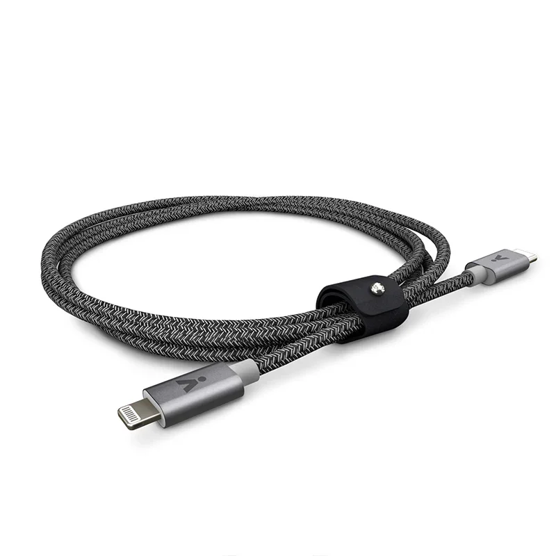 Cablu de date ISTYLE fabric braided USB-C la Lightning 1.2m, Space Grey - Image 2