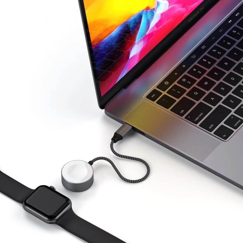 Cablu de date Satechi USB-C Magnetic Braided Charging Cable pentru Apple Watch 20cm - Image 6