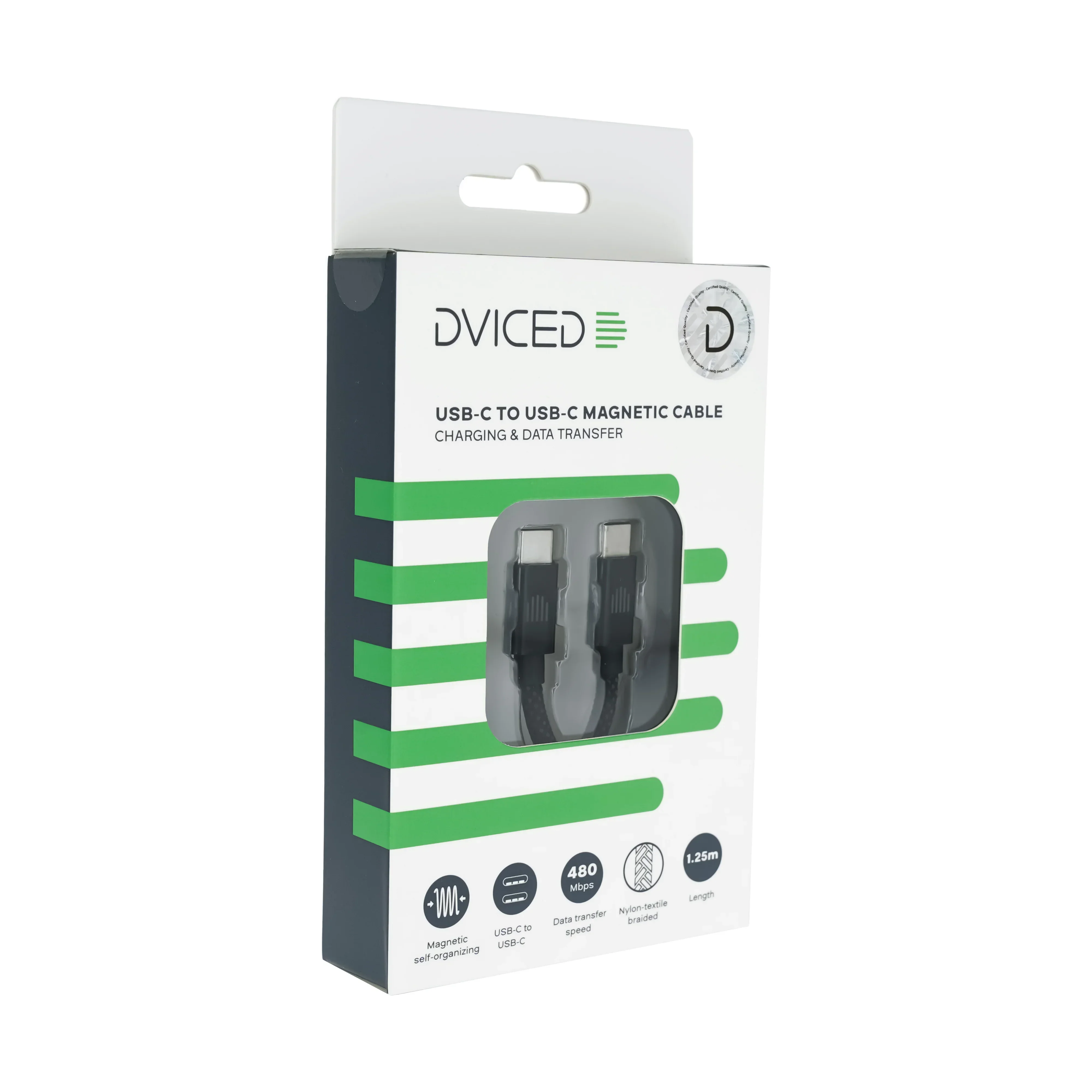 Cablu DVICED USB-C - USB-C, 90°, 1.25m, Gri - Image 3