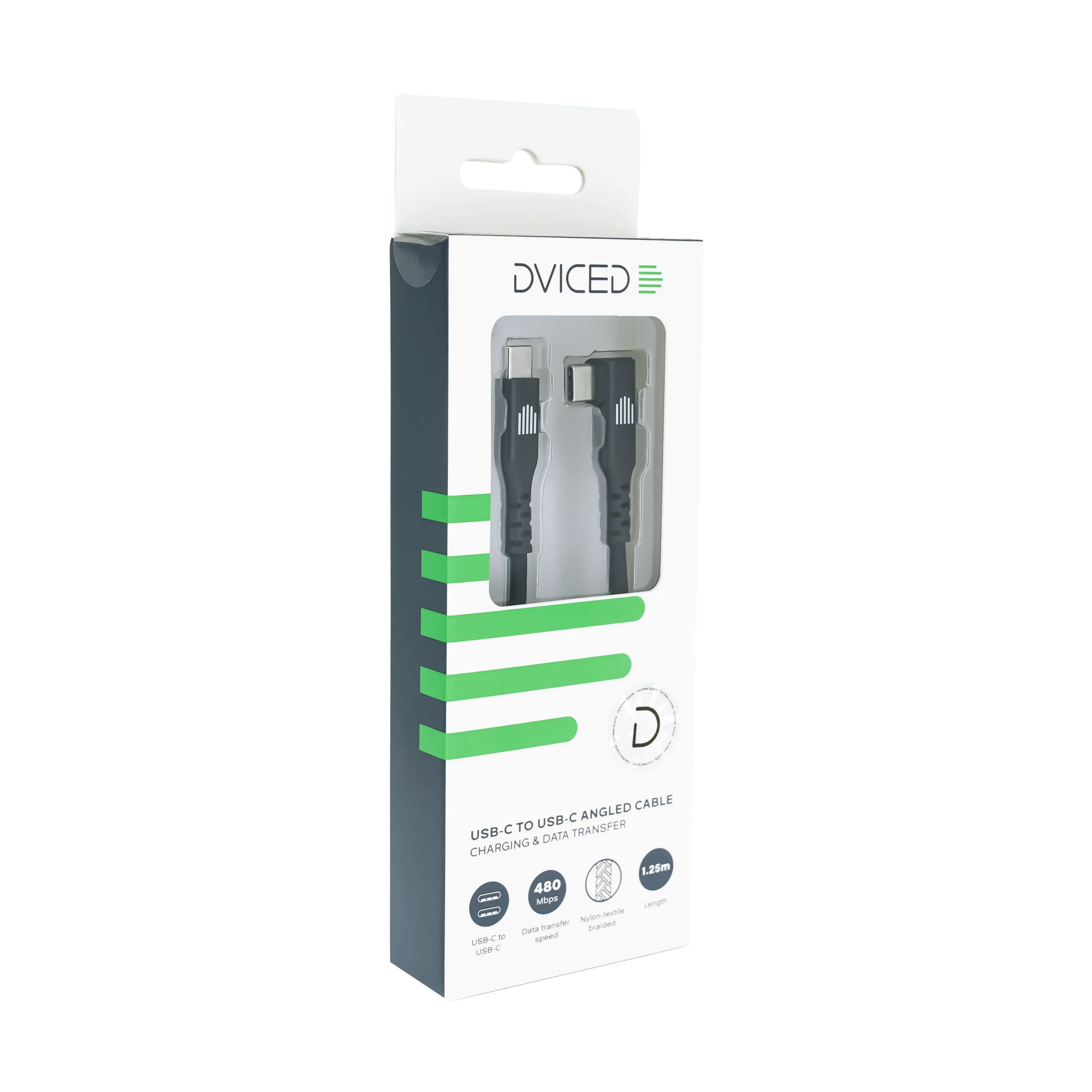 Cablu DVICED USB-C - USB-C, 90°, 1.25m, Negru - Image 4