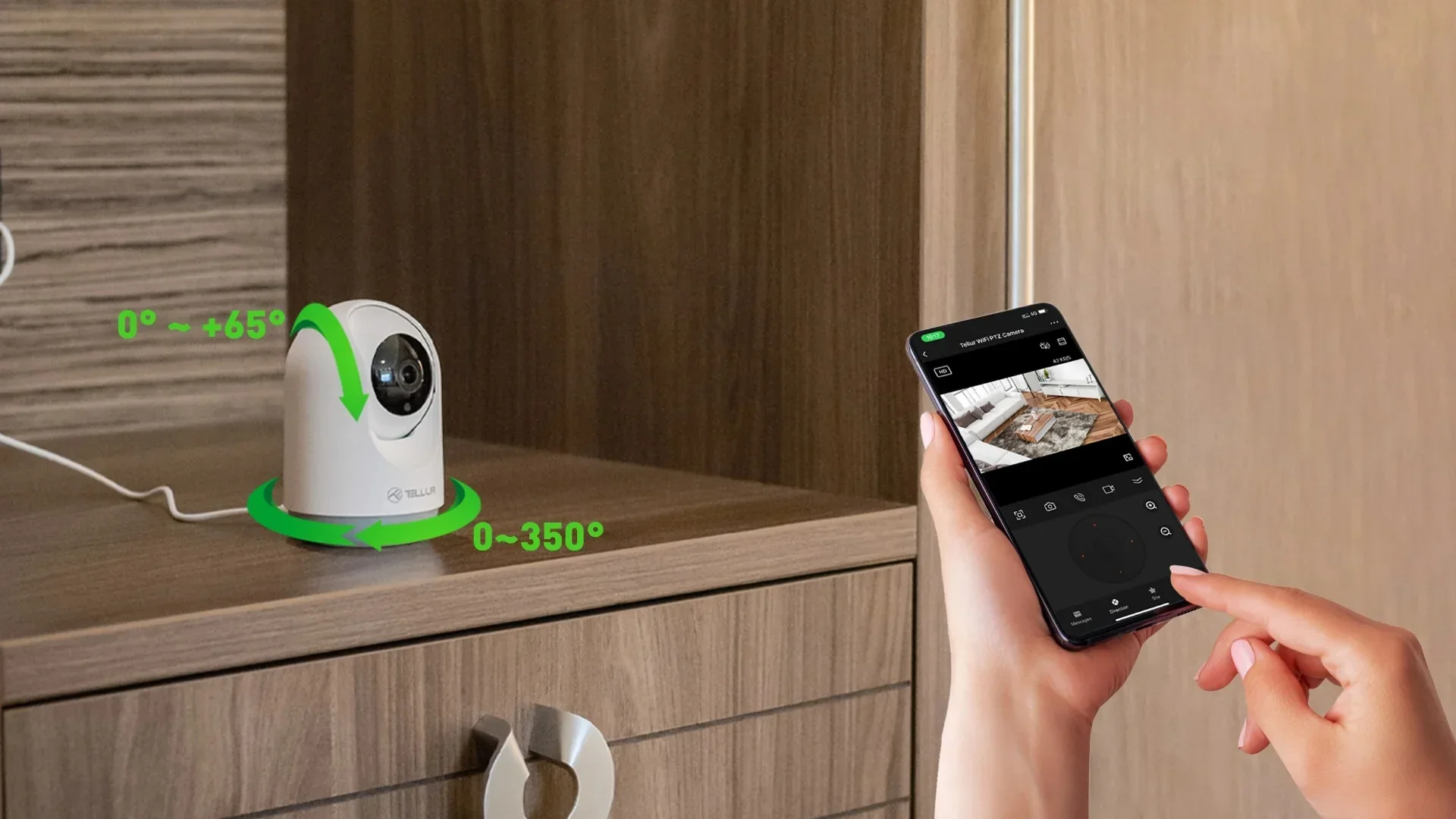 Camera de supraveghere Tellur Smart Wi-Fi Interior, 3MP, UltraHD, PTZ, Autotraking, Night Vision, Detectarea miscarilor, Two-Way Audio, Alarma sonora, Pan 360 grade, Control Vocal, Stocare Cloud, Alb - Image 7
