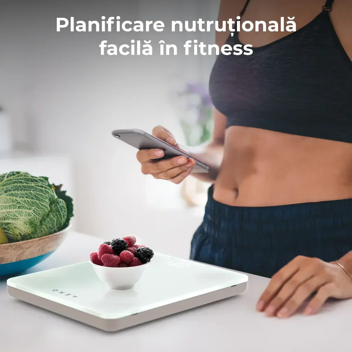 Cantar de bucatarie Aeno, control electronic, tara si RNI, sincronizare cu aplicatie Aeno prin Bluetooth 4.2, analiza nutritiei alimentelor (calorii, proteine, grasimi, colesterol) 8kg, 1g, display LED, Alb - Image 6