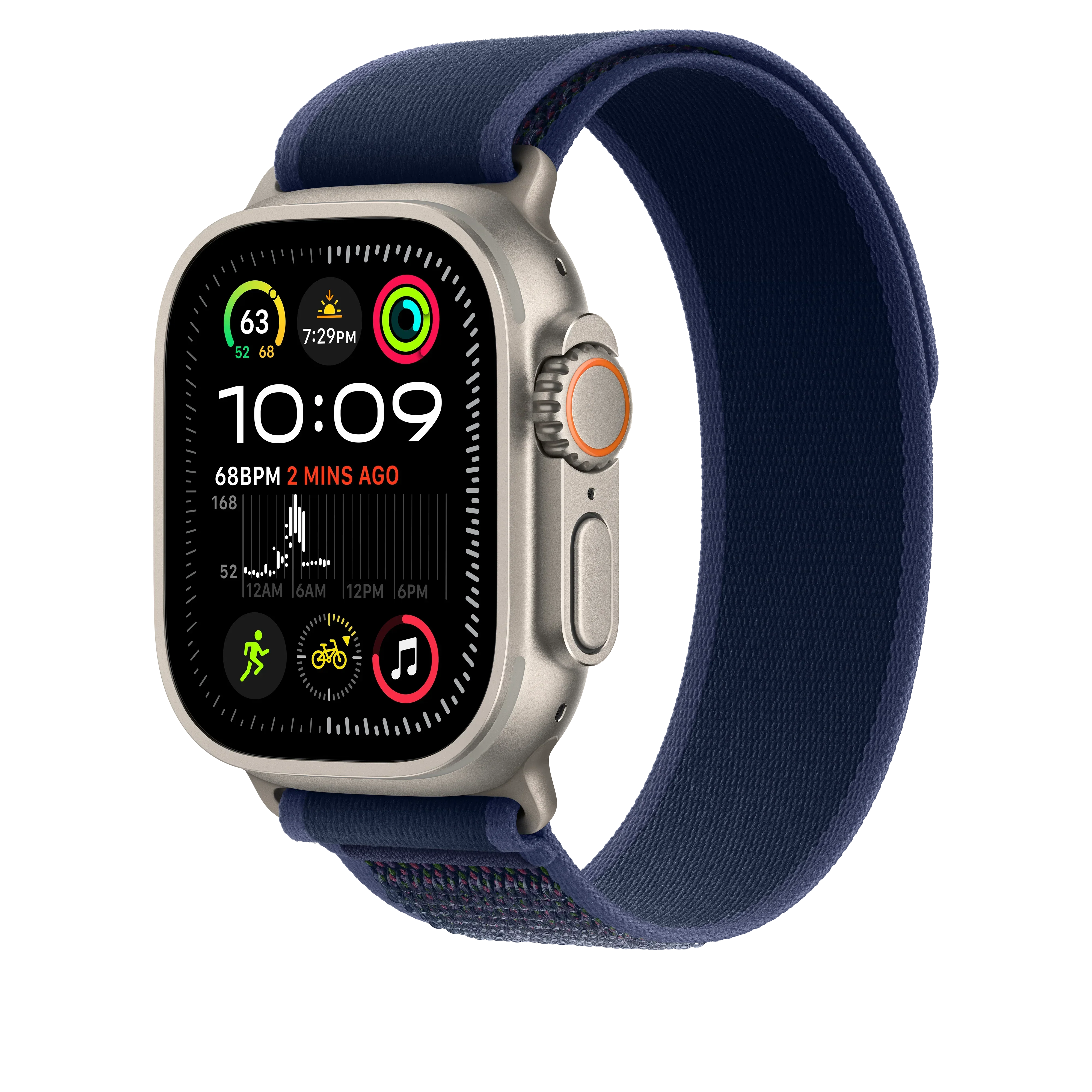 Curea Apple pentru Apple Watch 49mm Blue Trail Loop - M/L - Natural Titanium Finish - Image 2