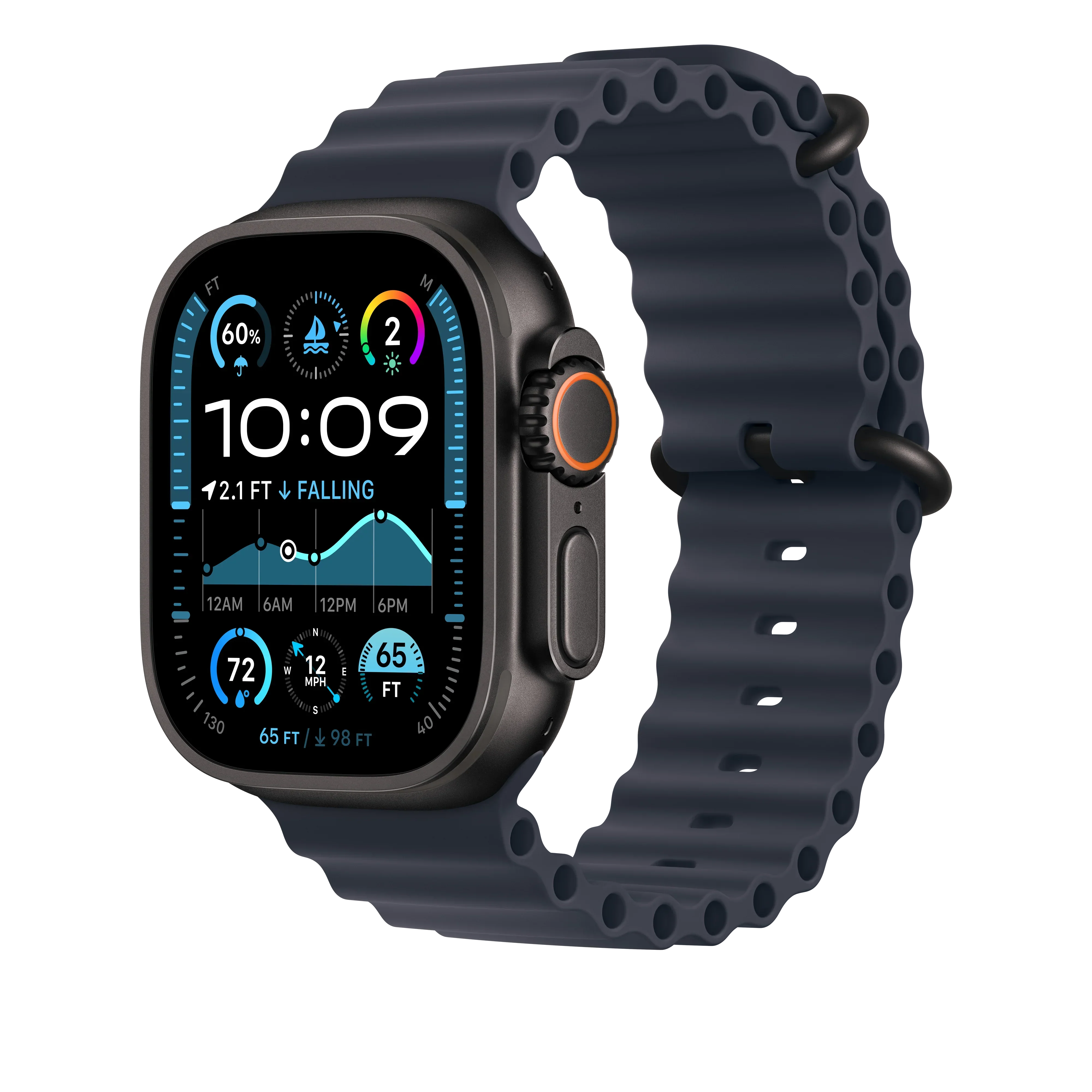 Curea Apple pentru Apple Watch 49mm Navy Ocean Band - Black Titanium Finish - Image 2