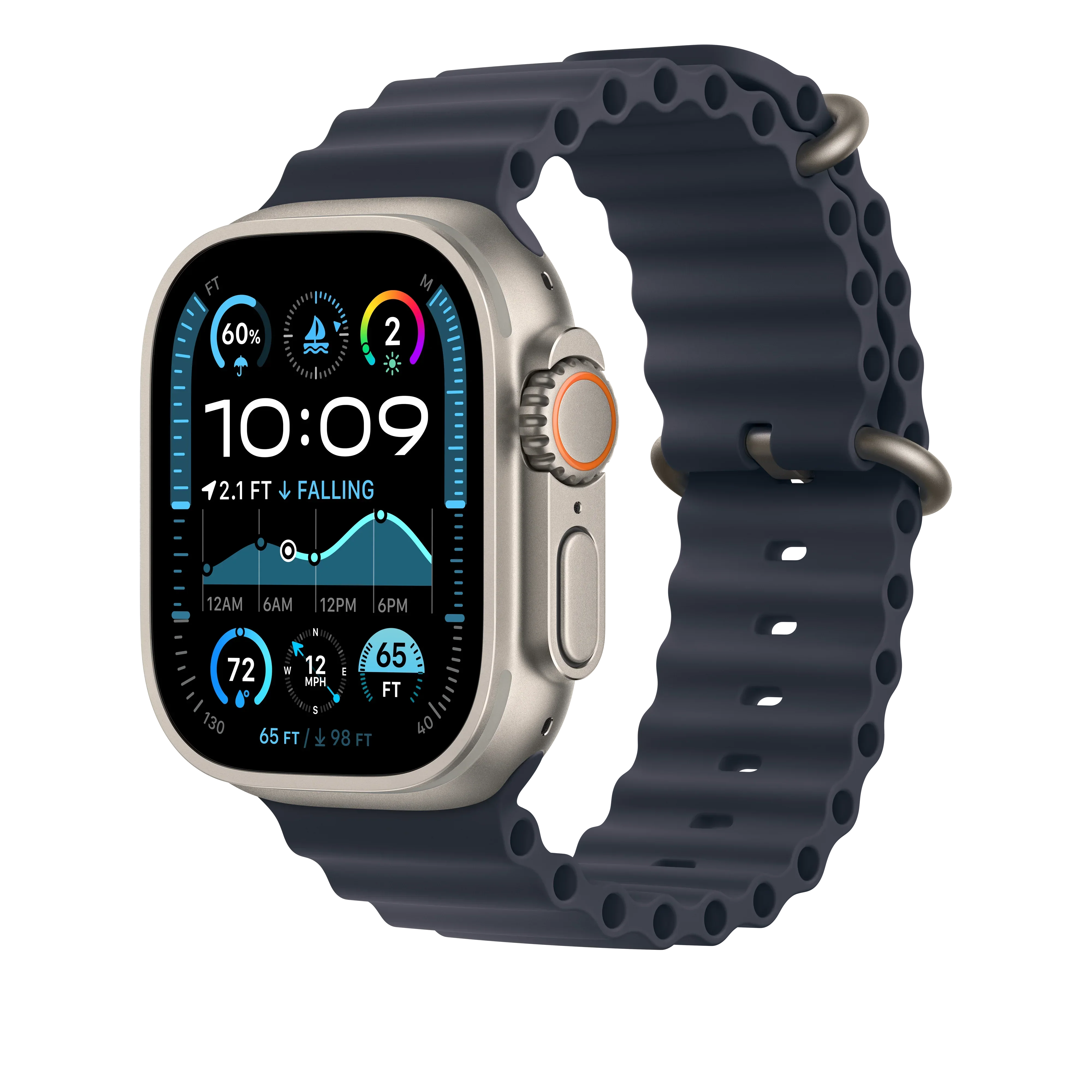 Curea Apple pentru Apple Watch 49mm Navy Ocean Band - Natural Titanium Finish - Image 2