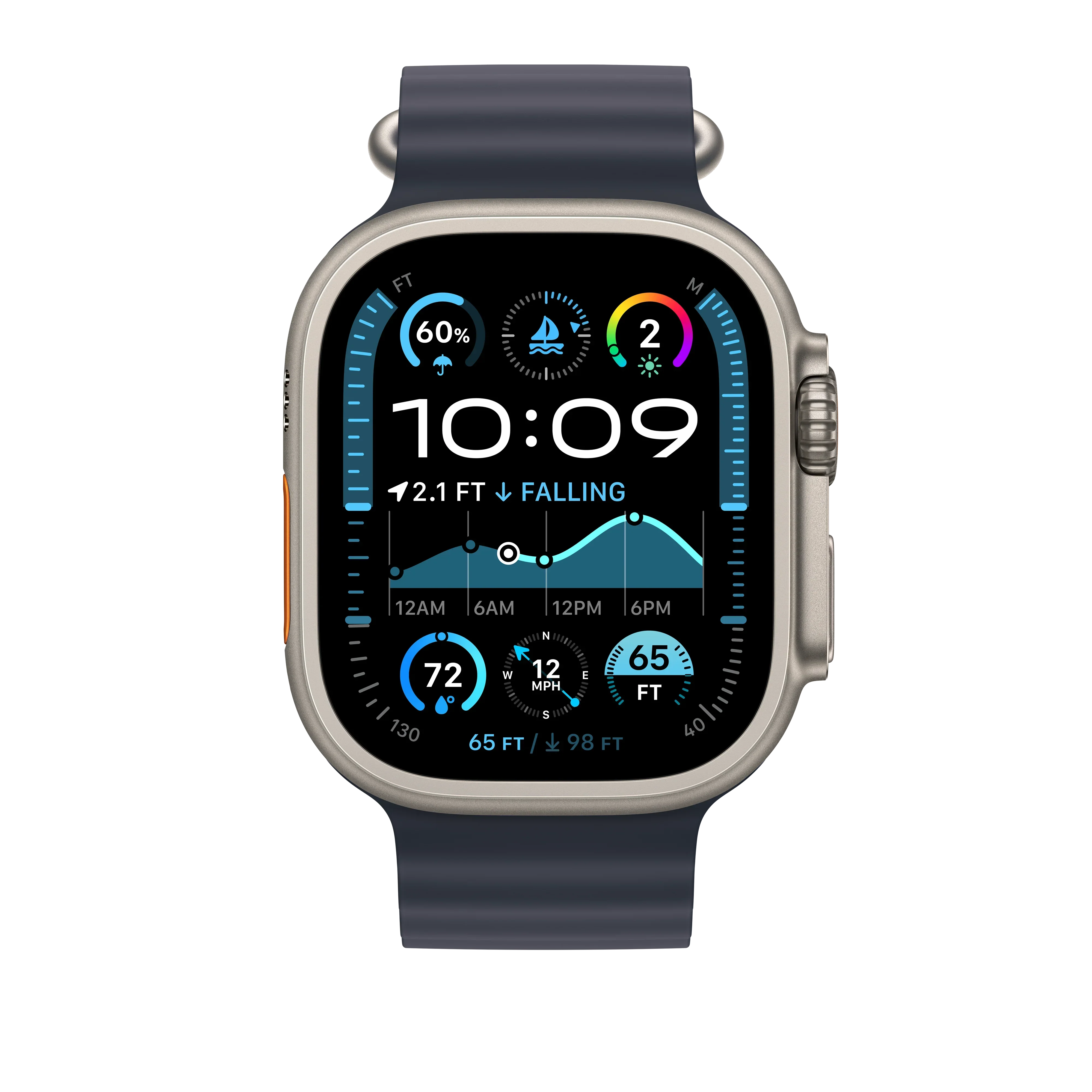 Curea Apple pentru Apple Watch 49mm Navy Ocean Band - Natural Titanium Finish - Image 3