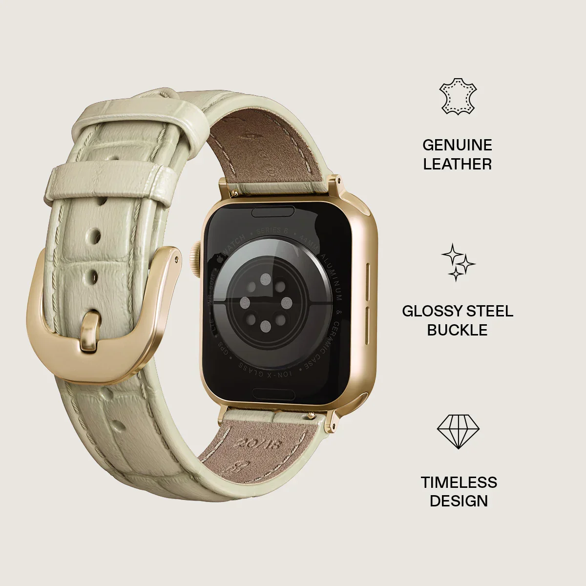 Curea BURGA pentru Apple Watch din piele BURGA Buttermelt Gold compatibila 38 / 40 / 41 / 42 mm - Image 2