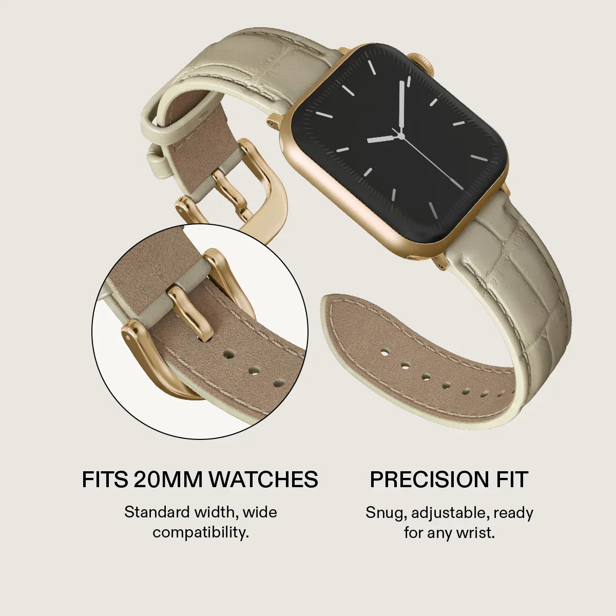 Curea BURGA pentru Apple Watch din piele BURGA Buttermelt Gold compatibila 38 / 40 / 41 / 42 mm - Image 3
