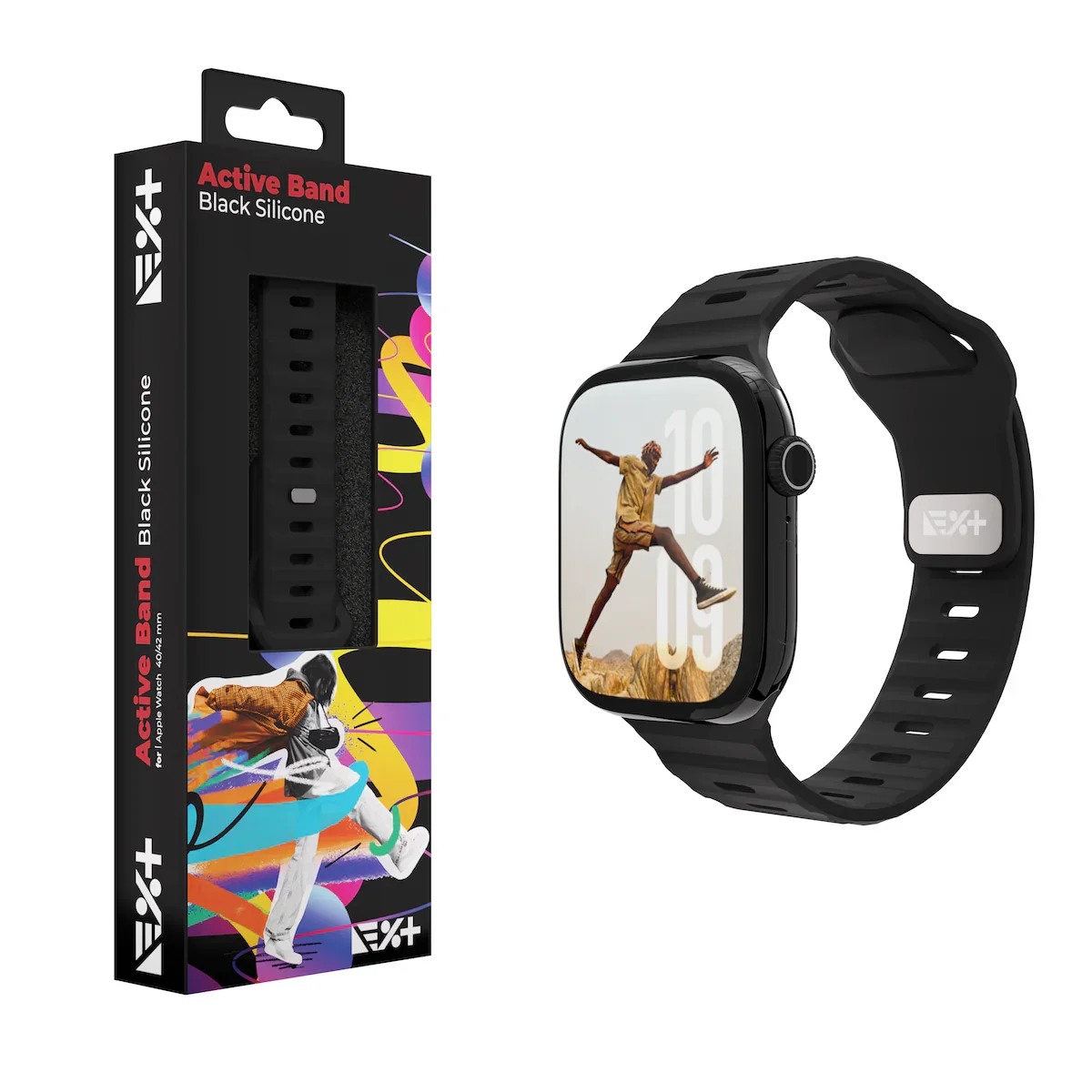 Curea NOA ACTIVE pentru Apple Watch 40/42mm, Silicon, Negru