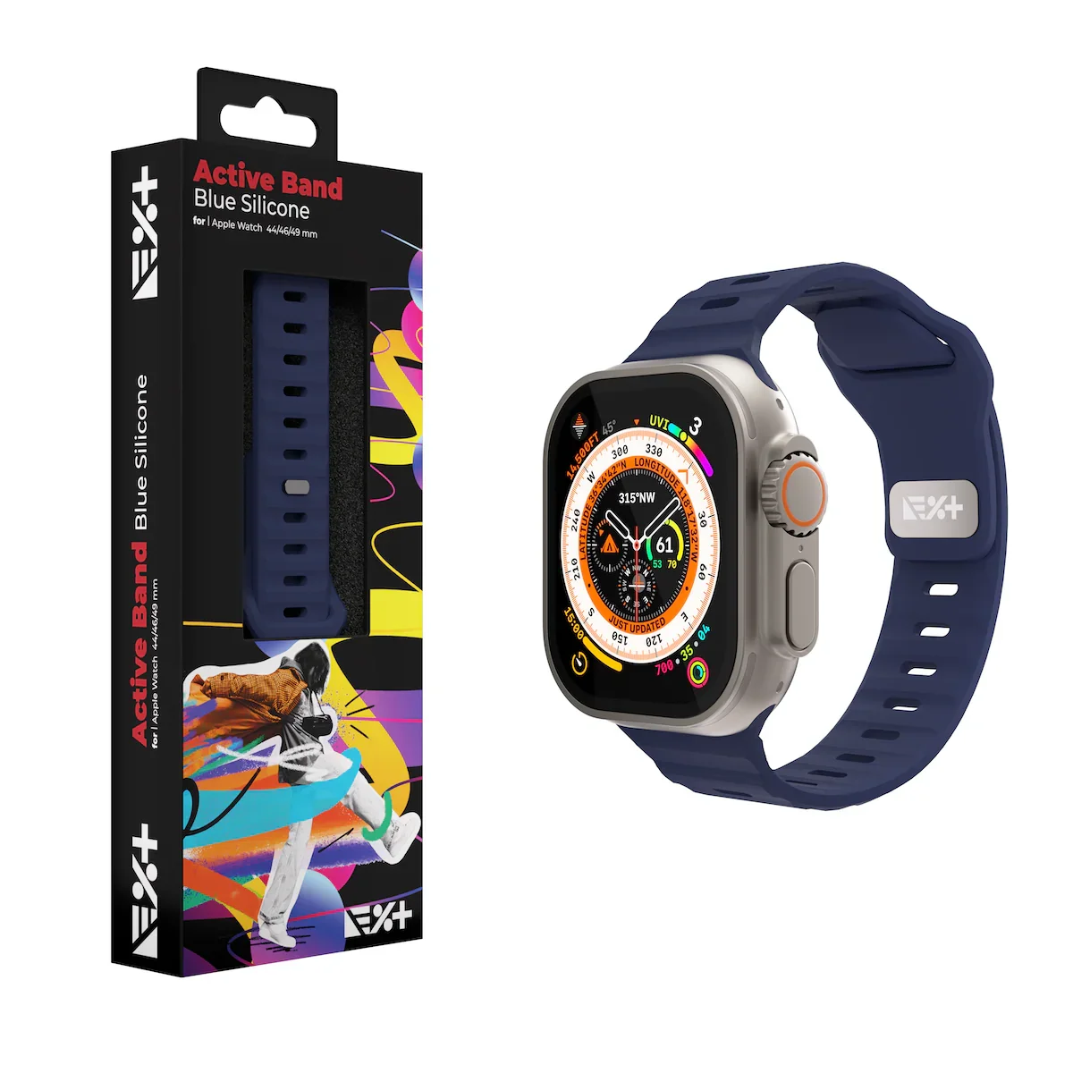 Curea NOA ACTIVE pentru Apple Watch 44/46/49mm, Silicon, Albastru