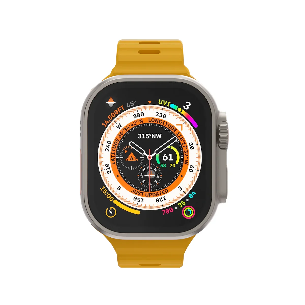 Curea NOA ACTIVE pentru Apple Watch 44/46/49mm, Silicon, Galben - Image 3
