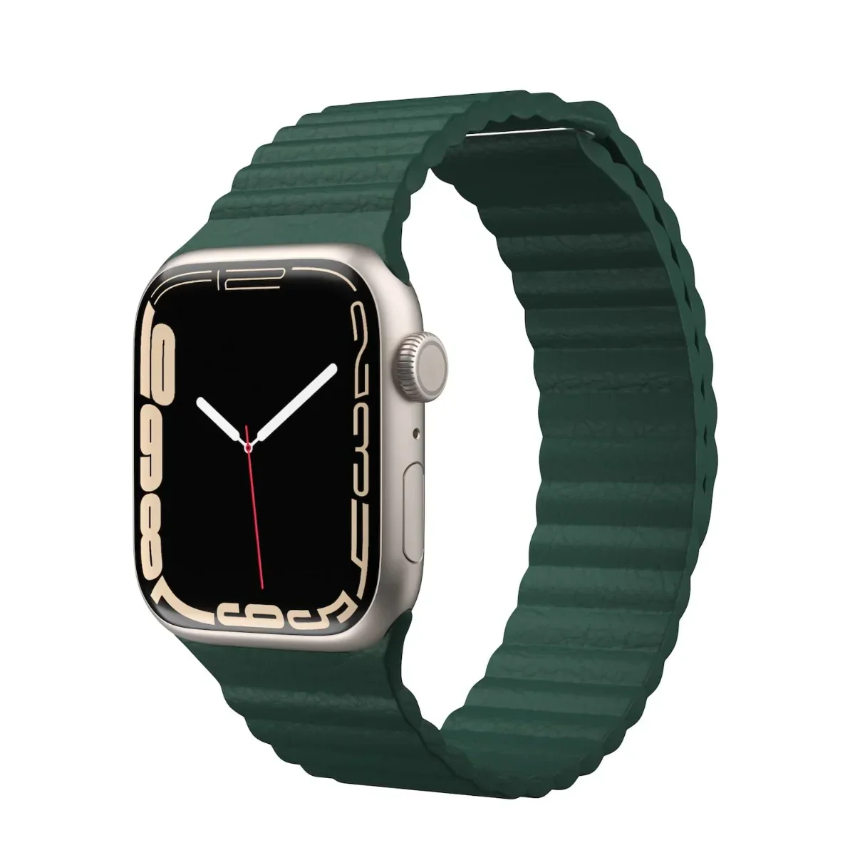 Curea NOA Leather Loop pentru Apple Watch 42-44mm, Leaf Green