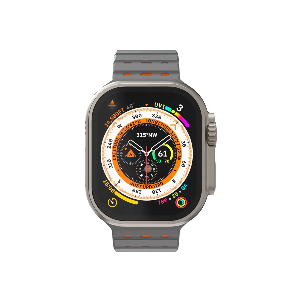 Curea NOA pentru Apple Watch 46/49 mm, Silicon, Gri/Portocaliu - Image 2