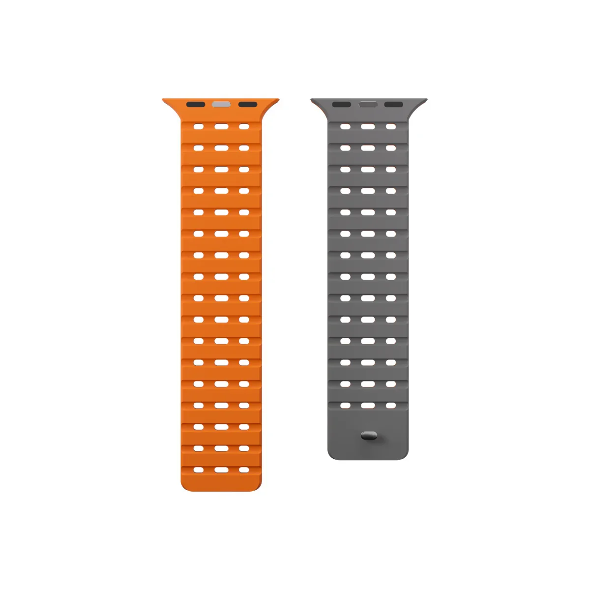 Curea NOA pentru Apple Watch 46/49 mm, Silicon, Gri/Portocaliu - Image 4