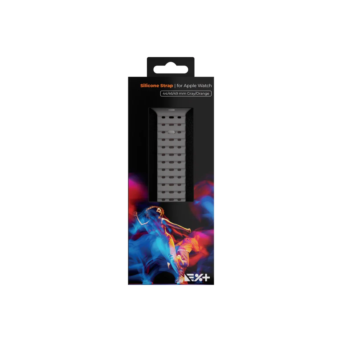 Curea NOA pentru Apple Watch 46/49 mm, Silicon, Gri/Portocaliu - Image 7