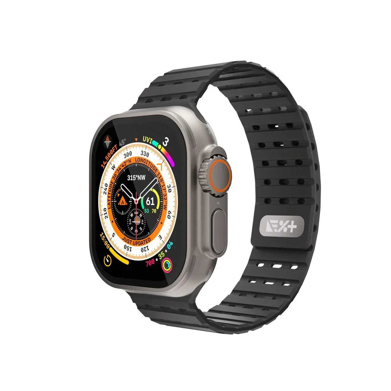 Curea NOA pentru Apple Watch 46/49 mm, Silicon, Negru - Image 2