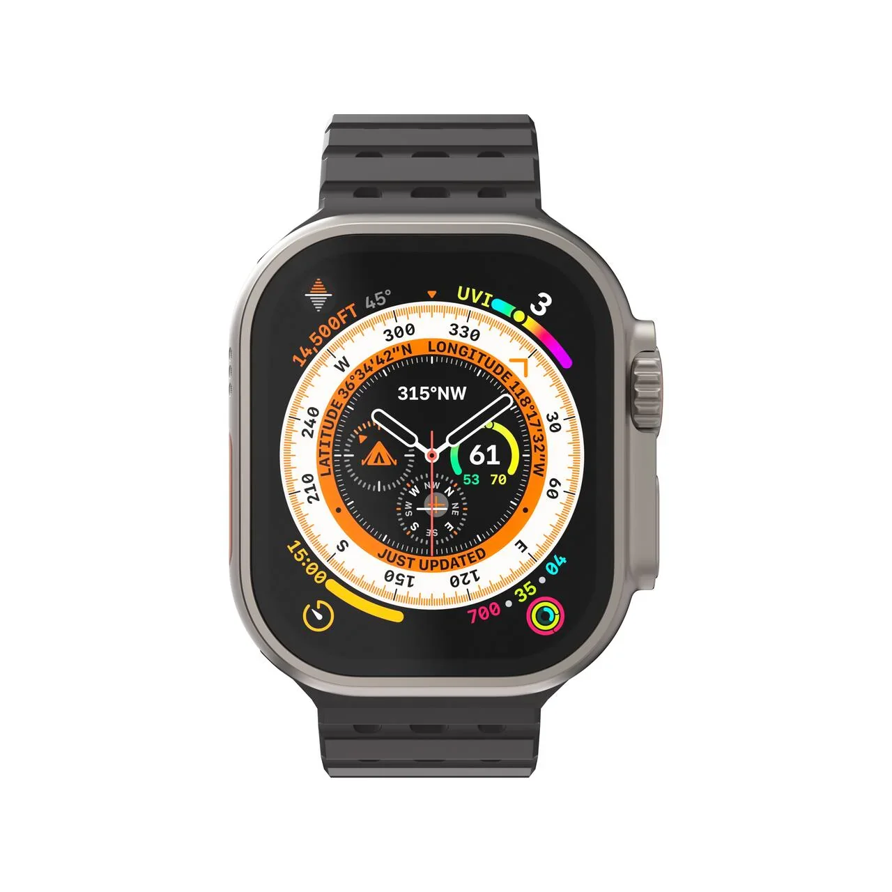 Curea NOA pentru Apple Watch 46/49 mm, Silicon, Negru - Image 3