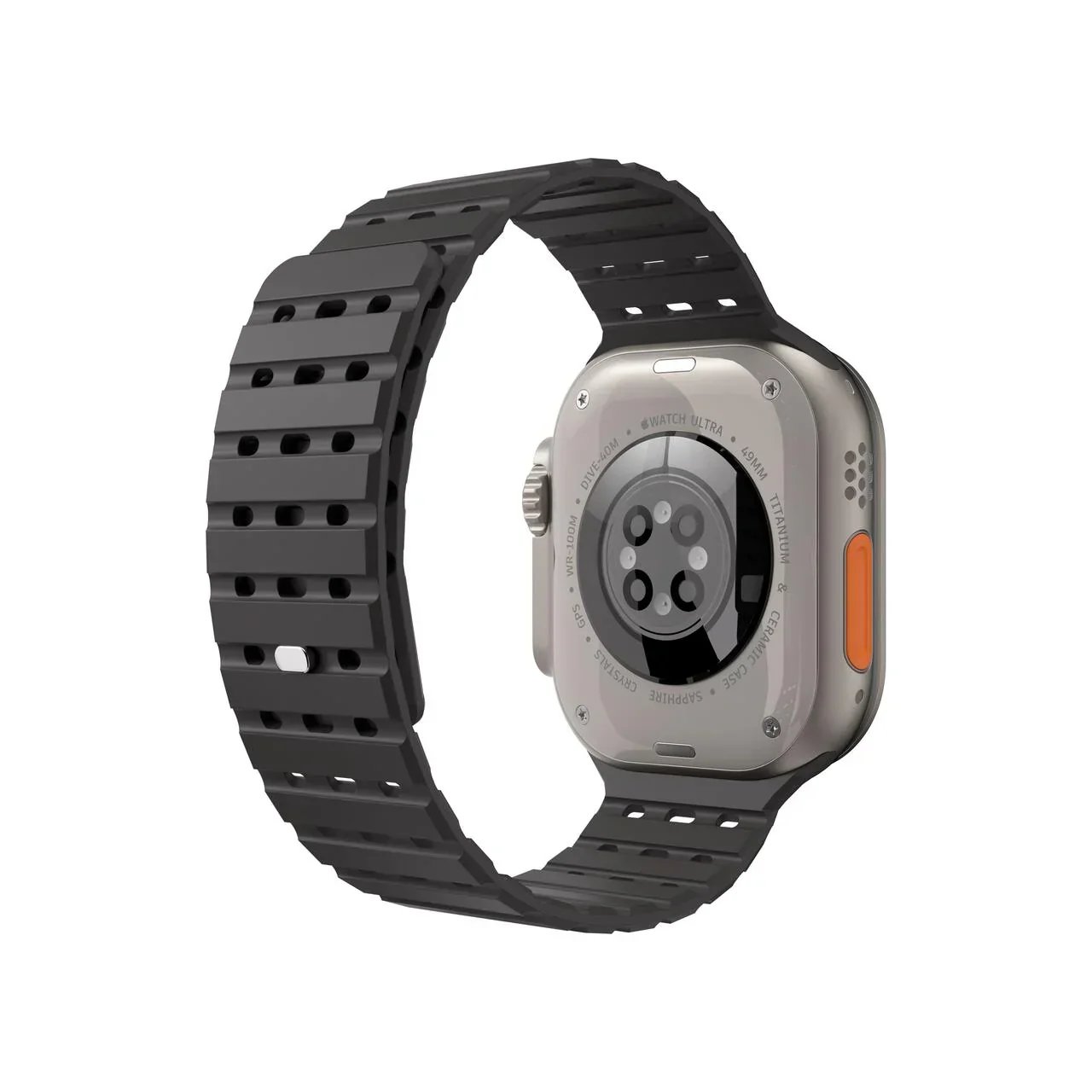 Curea NOA pentru Apple Watch 46/49 mm, Silicon, Negru - Image 4
